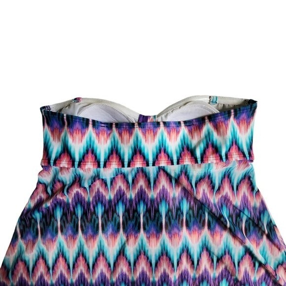 Croft & Barrow Tummy Slimmer Mesh Flyaway Bandeaukini swim top sz 8 - Picture 5 of 12